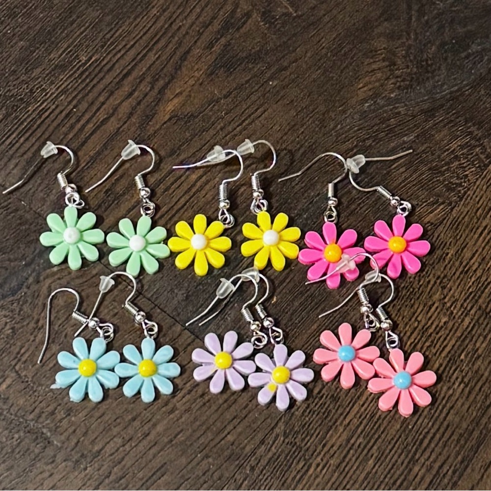 Colorful Flower Earrings Set for Kids
